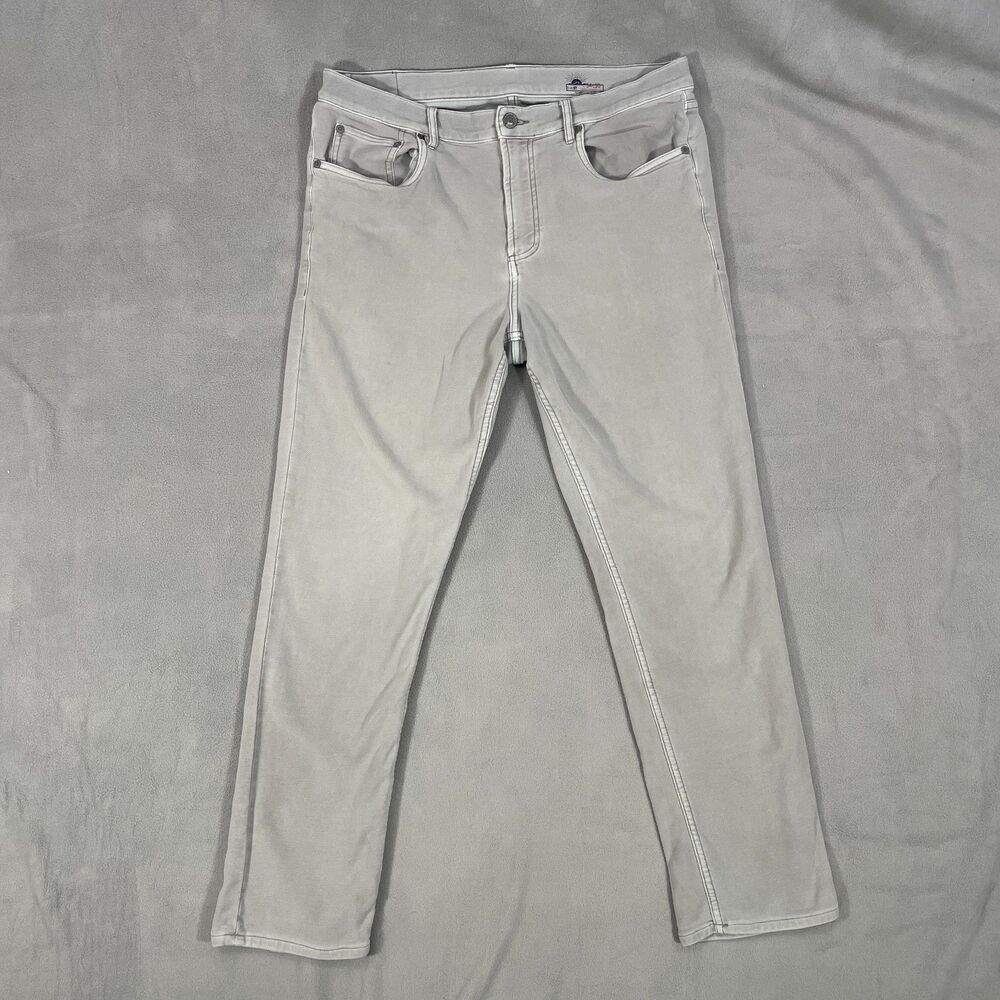 Faherty Stretch Terry 5 Pocket Pants Mens 34x30 Gray Cotton Blend Slim Fit